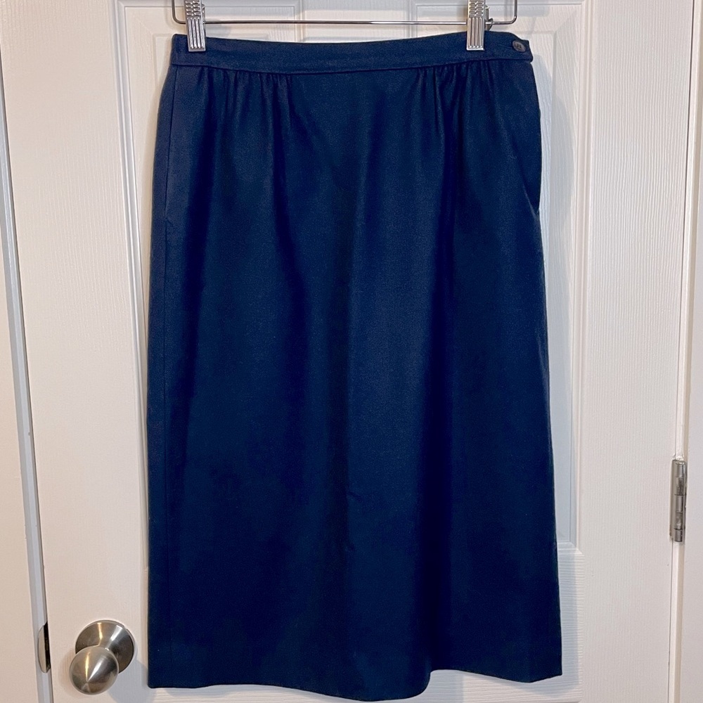 VTG Pendleton navy blue wool skirt petite sz S